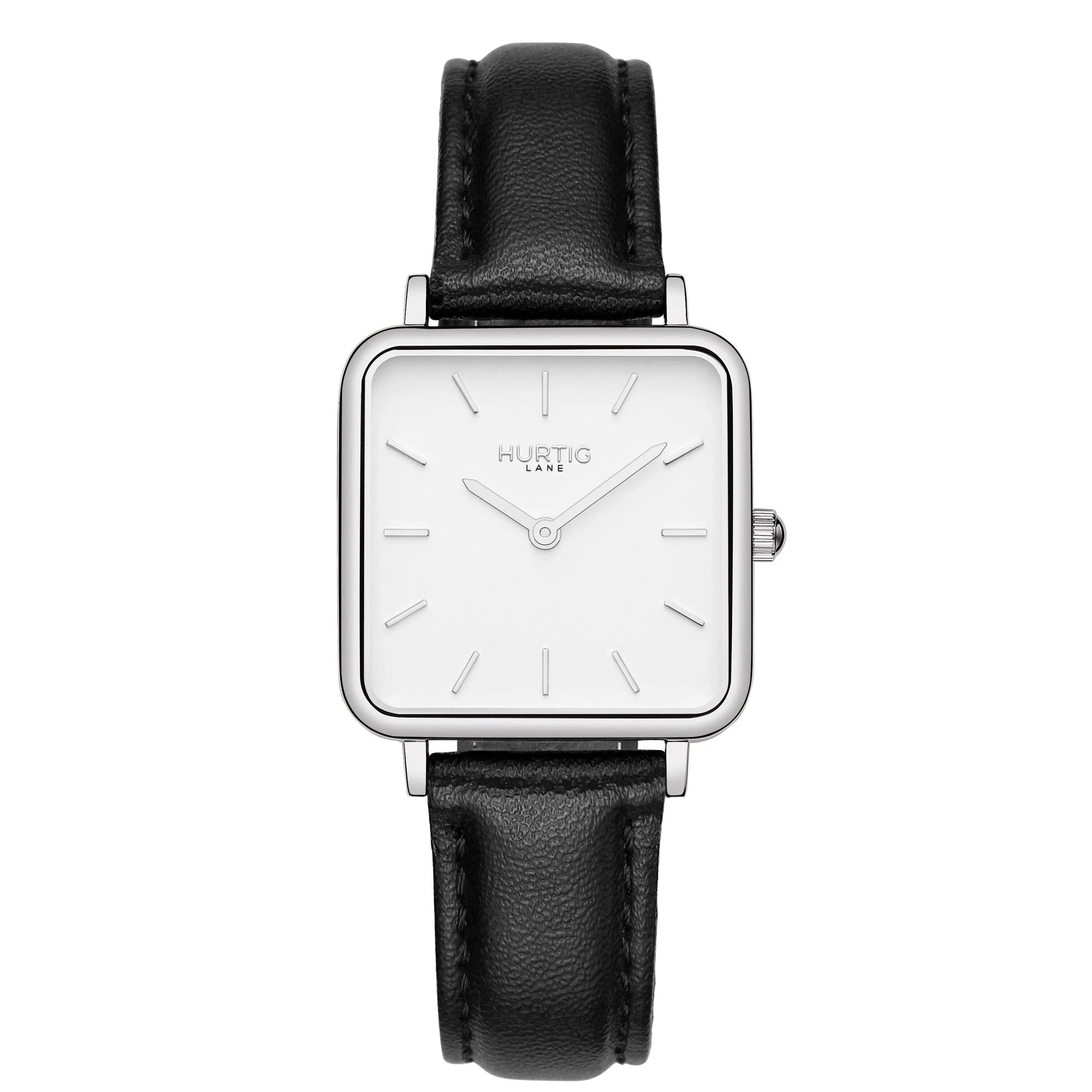 Neliö Square CACTUS Leather Watch Silver, White & Green
