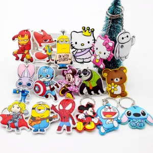 New cotton Anime Cute Minion hello kitty minne cartoon Keychain iron Man Cap Key chain super hero spiderman Pendant porte clef