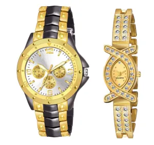 Niyati nx Rosra_black_Gold_whiteDial_AKS Stainless Steel Analog Men Watchs Analog Watch - For men men watches Analog Watch - For Men