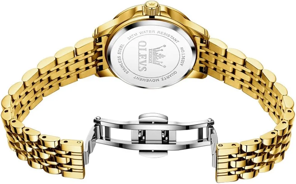 OLEVS Luxury Diamond Small Female Watches - Stainless Steel Bracelet, Waterproof Business Dress Analog Luminous Date Ladies Watches