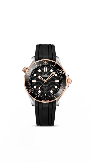 Omega Seamaster 300M Co-Axial Master Chronometer 42mm Steel ‑ Sedna™ Gold on Rubber Strap 210.22.42.20.01.002