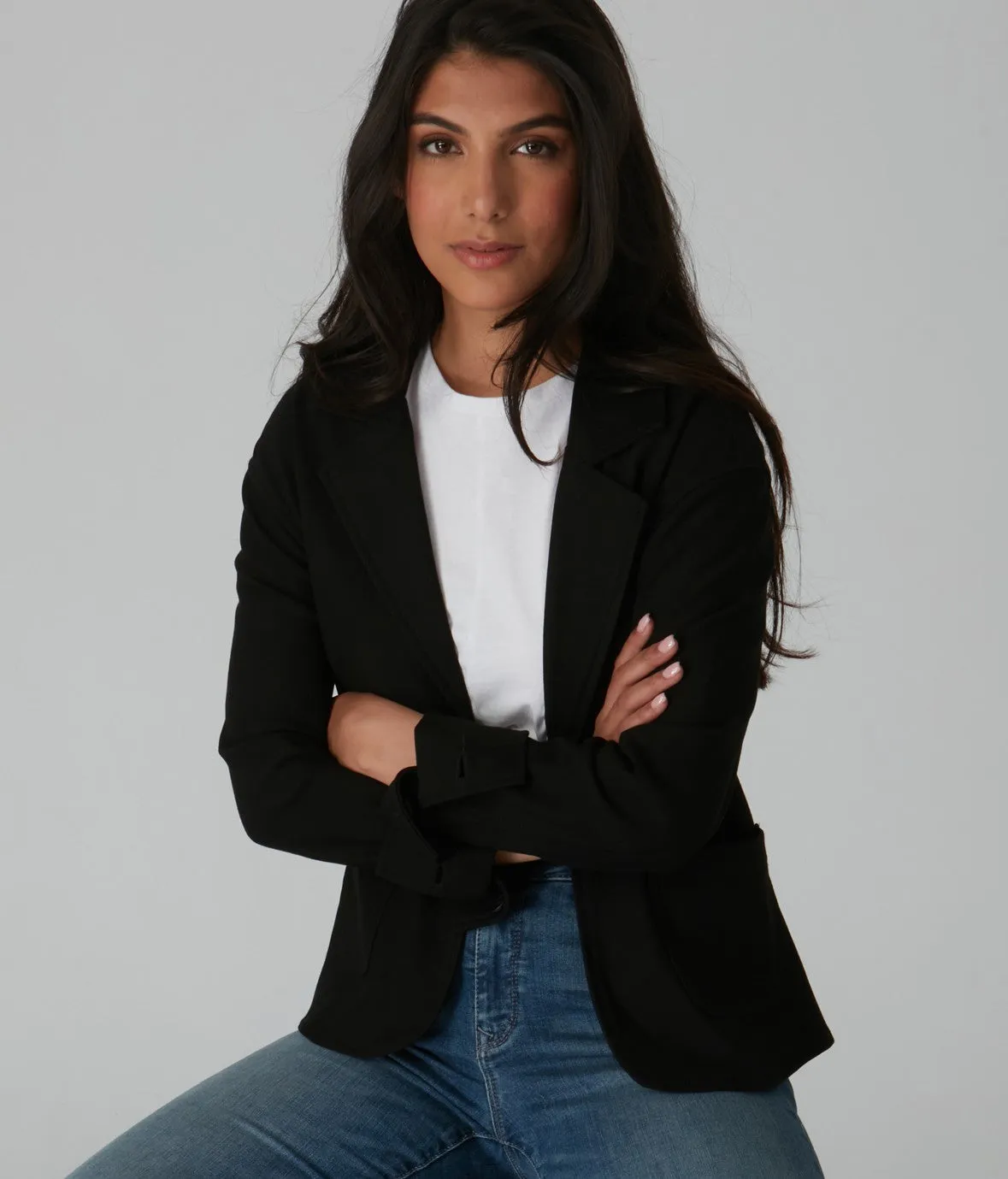 Ponti Knit Black Blazer