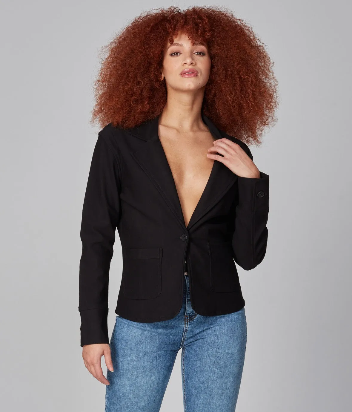 Ponti Knit Black Blazer