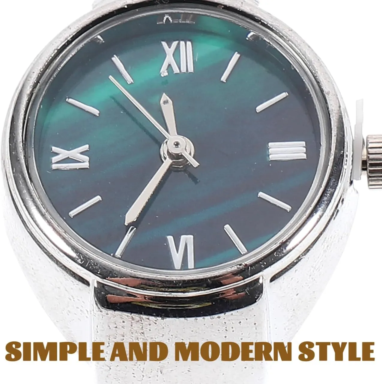 POPETPOP Ring Watch for Women and Men- Elastic Round Quartz Finger Ring Watch for Christmas Birthday Roman Numeral Design