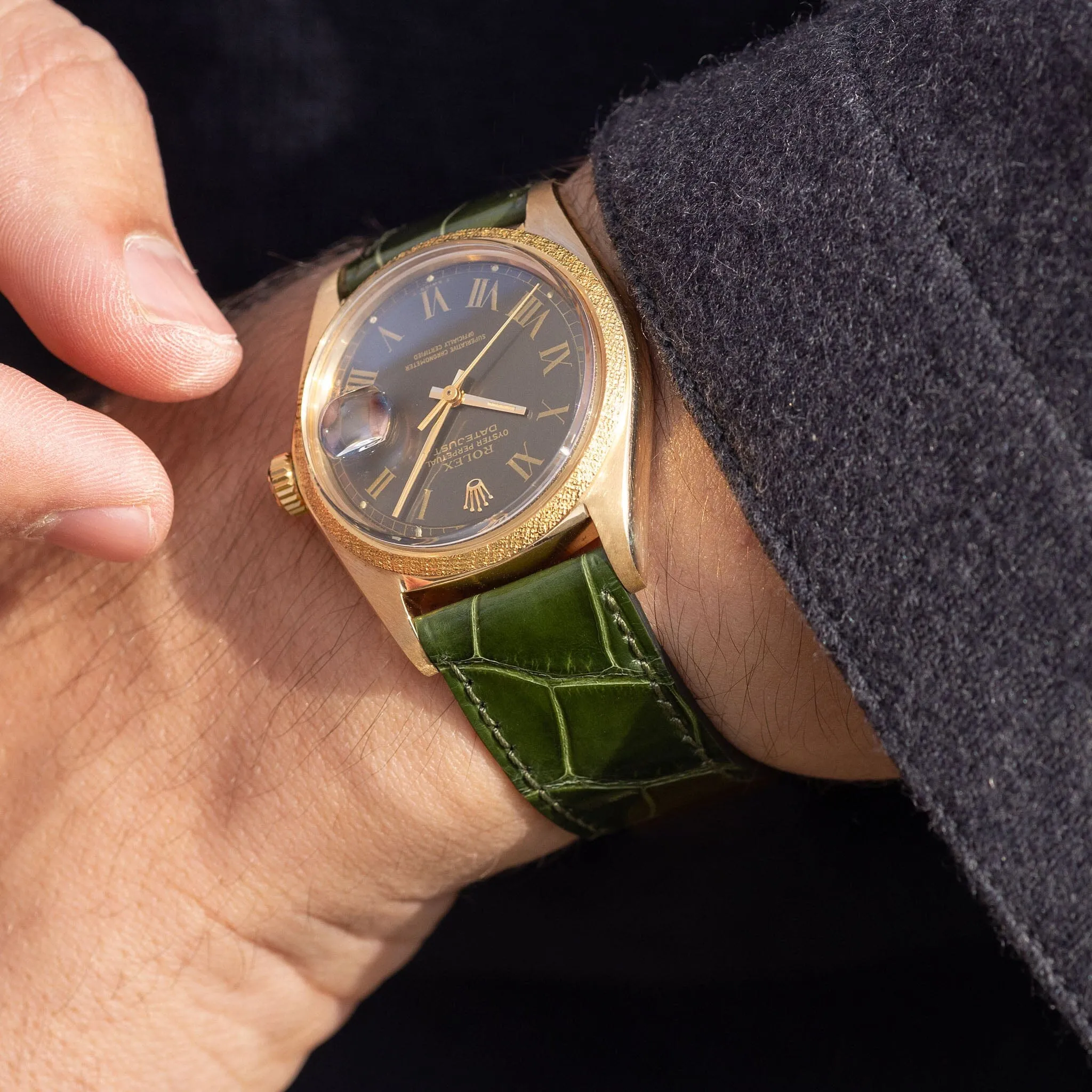 Premium Alligator Brilliant Olive Leather Watch Strap