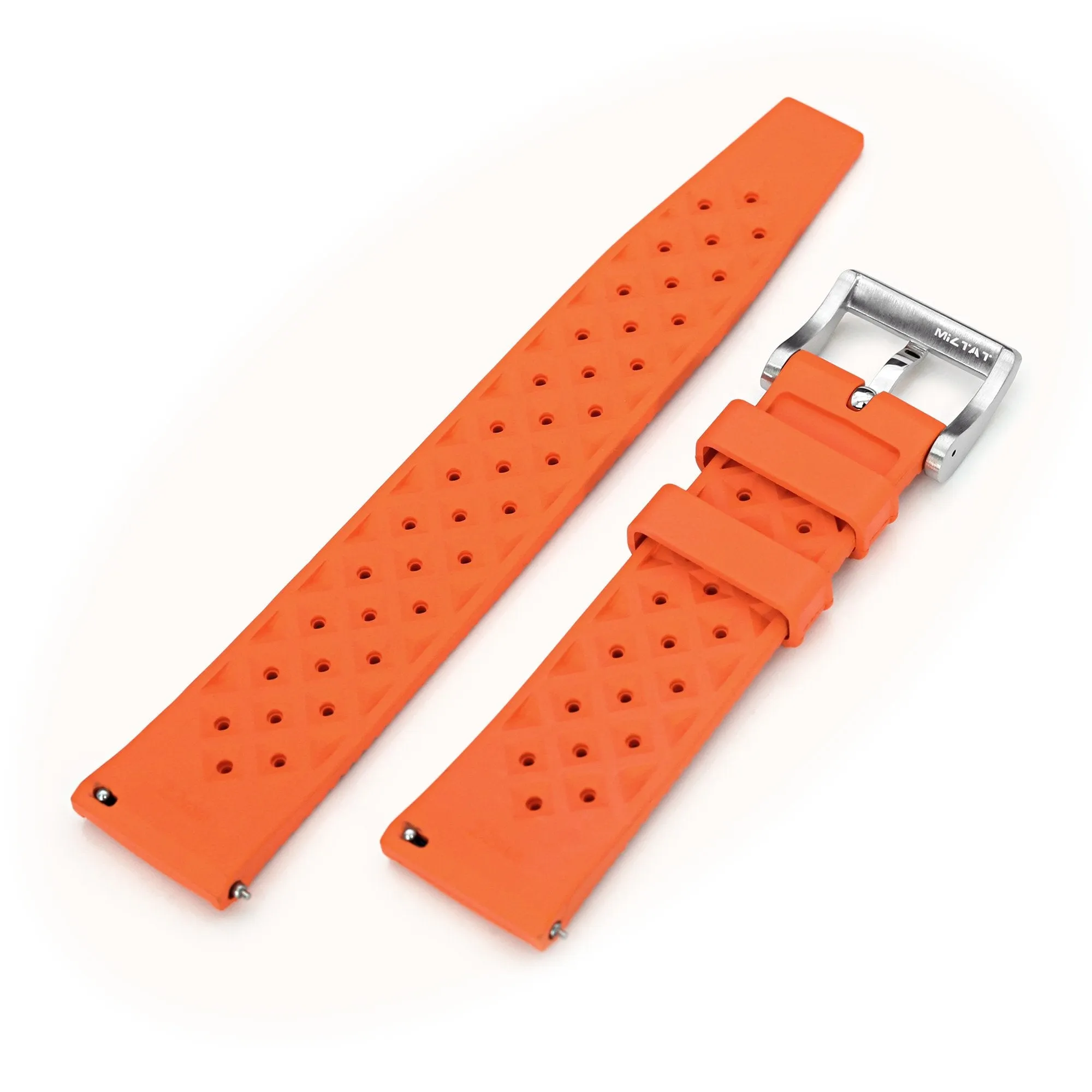 Quick Release Orange Tropical-Style Pro FKM rubber watch strap, 20mm or 22mm