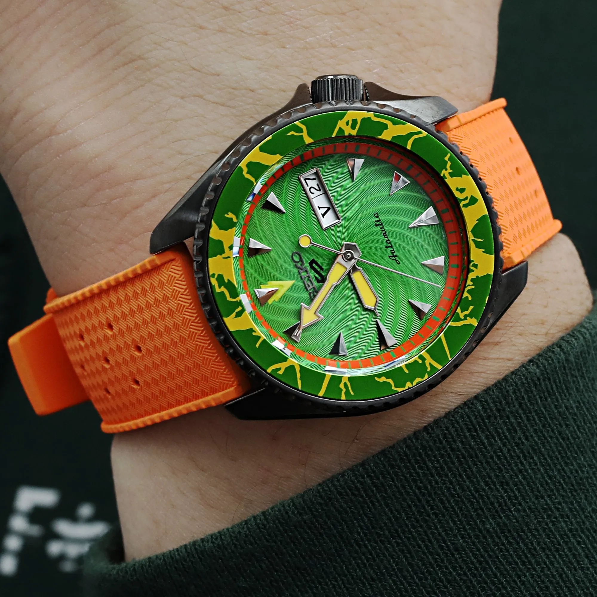 Quick Release Orange Tropical-Style Pro FKM rubber watch strap, 20mm or 22mm