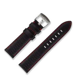 Racing Leather Watch Straps Black / Red 22 MM