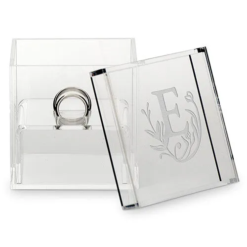 SMALL ACRYLIC WEDDING RING BOX - MODERN FAIRY TALE ETCHING