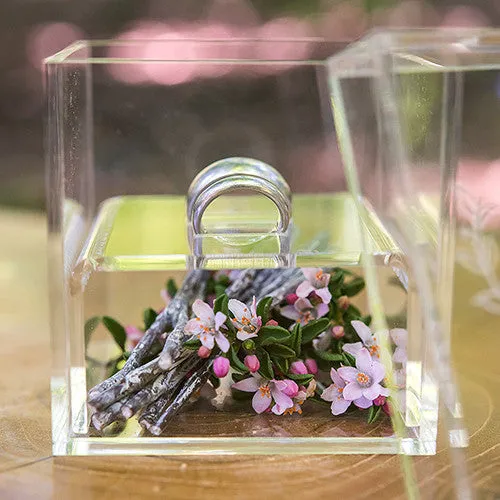 SMALL ACRYLIC WEDDING RING BOX - MODERN FAIRY TALE ETCHING