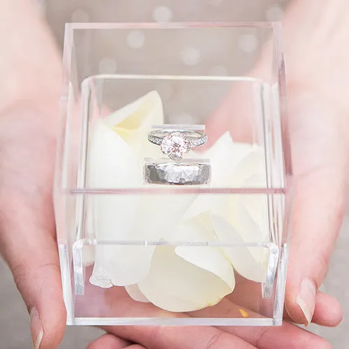 SMALL ACRYLIC WEDDING RING BOX - MODERN FAIRY TALE ETCHING