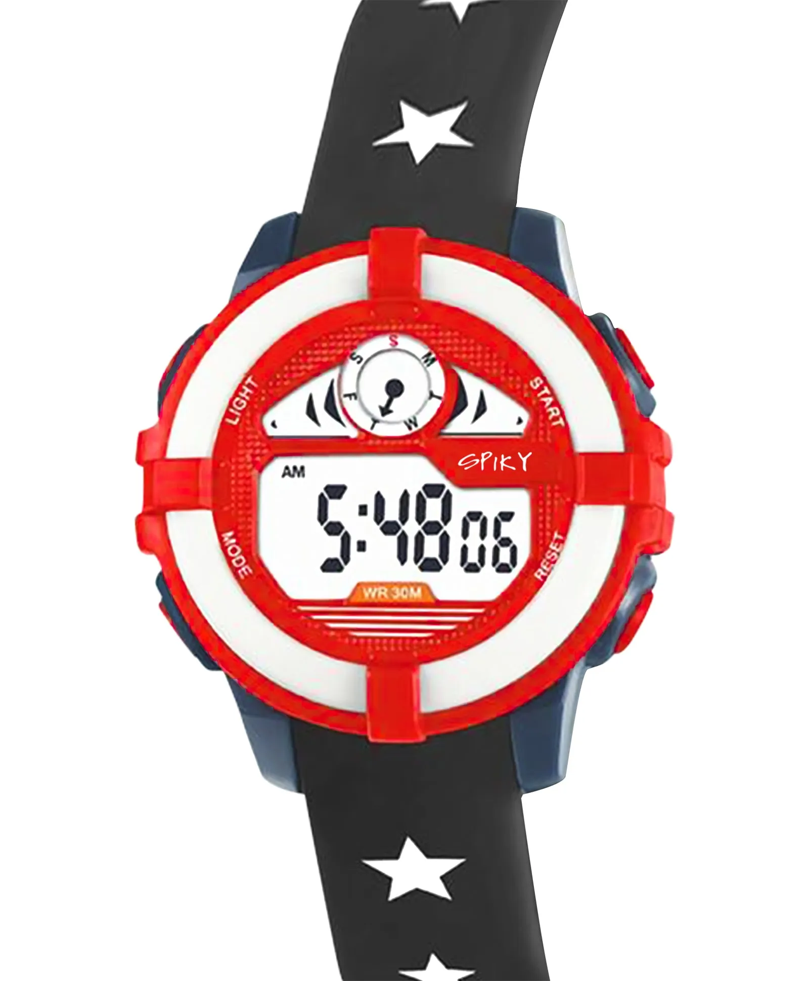 Spiky Round Digital Sports Watch - White