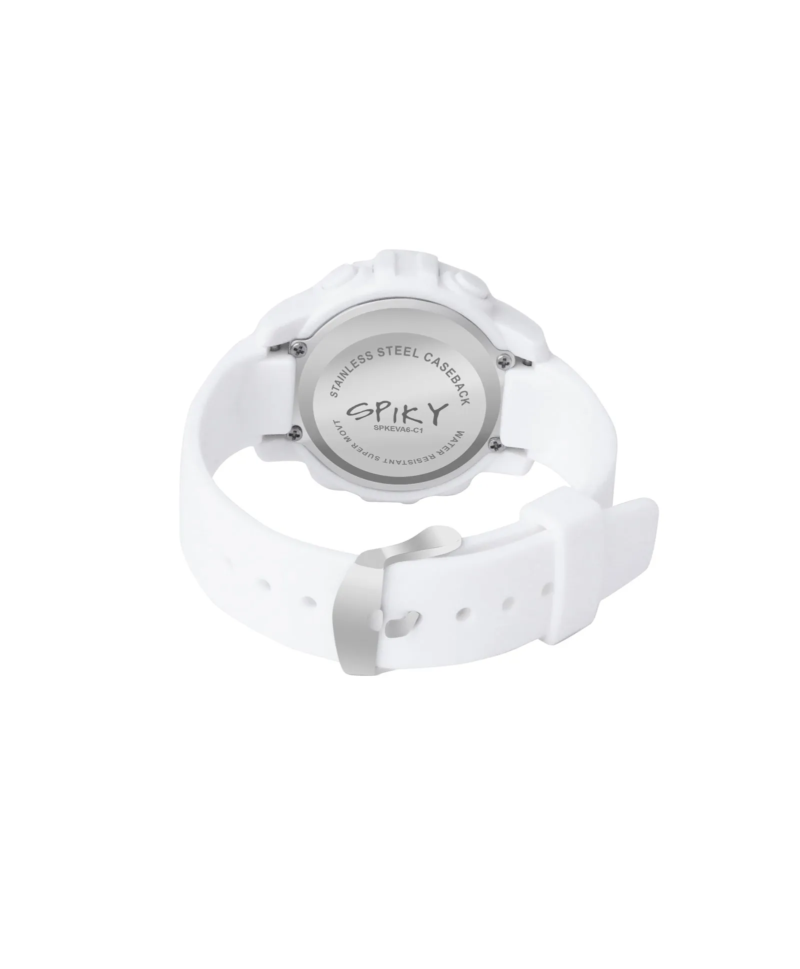 Spiky Round Digital Sports Watch - White