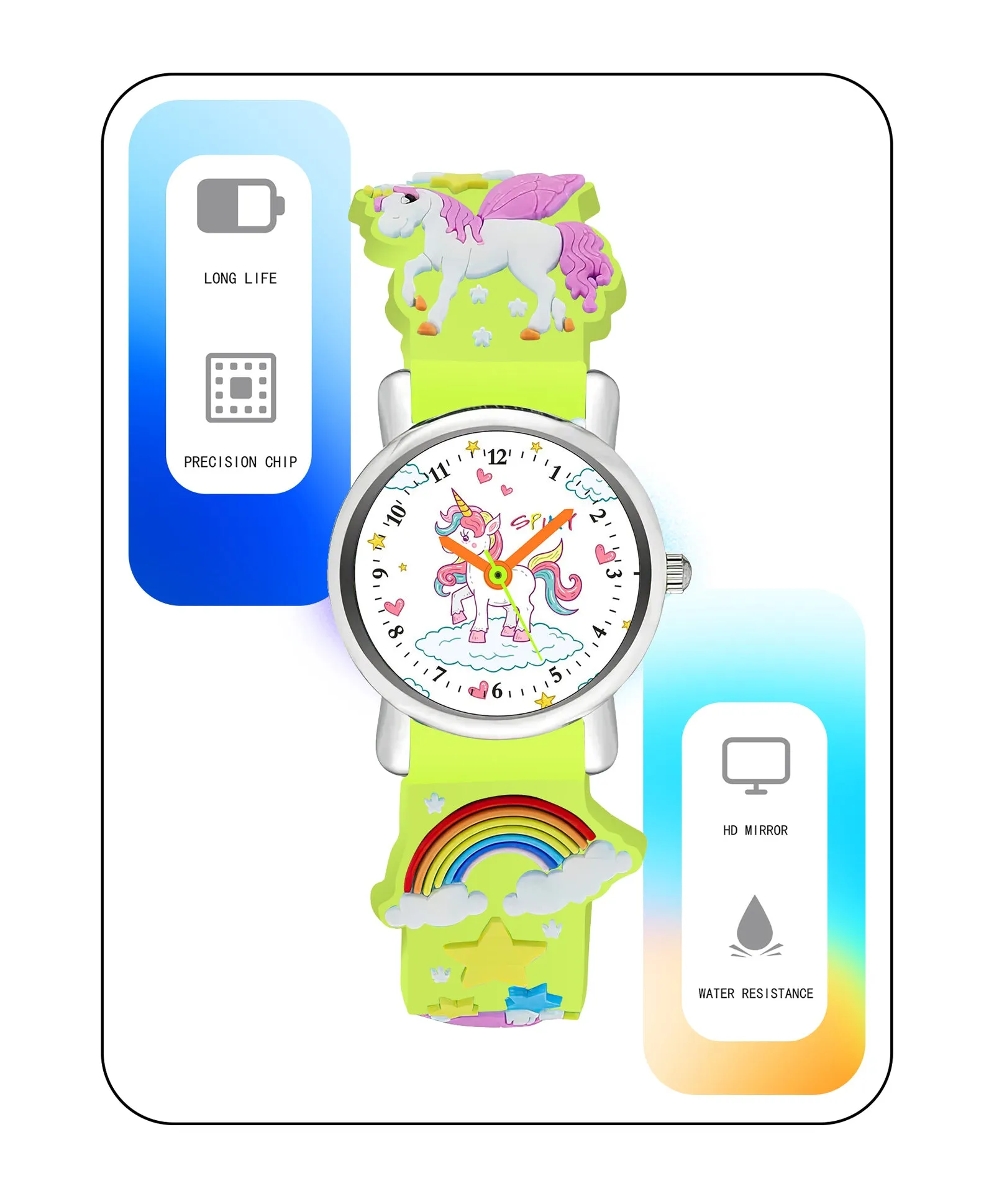 Spiky Round Unicorn Strap Analog Watch - Blue