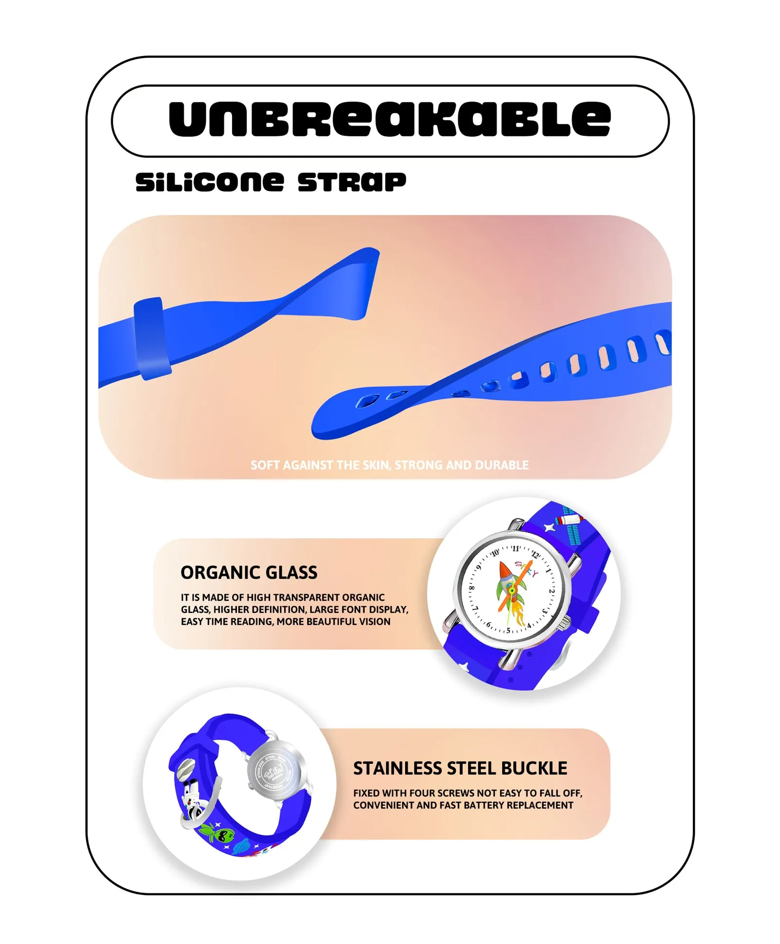 Spiky Round Unicorn Strap Analog Watch - Blue