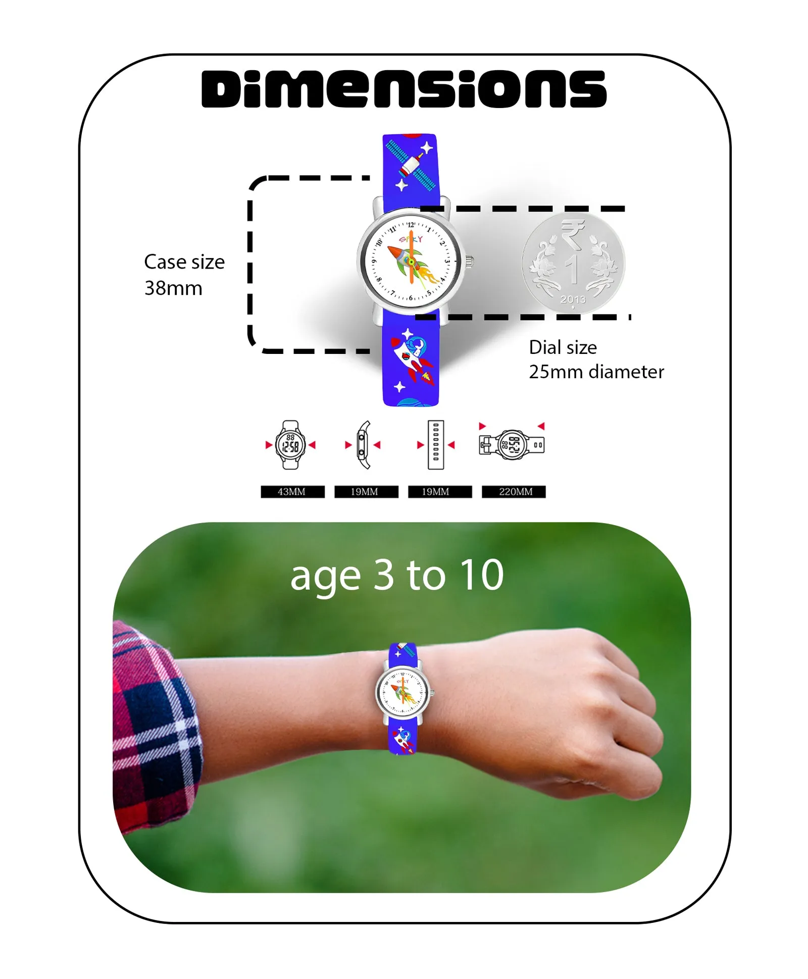 Spiky Round Unicorn Strap Analog Watch - Blue
