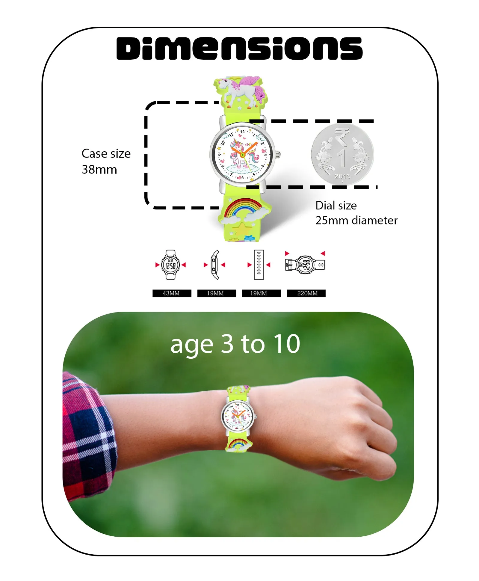 Spiky Round Unicorn Strap Analog Watch - Red