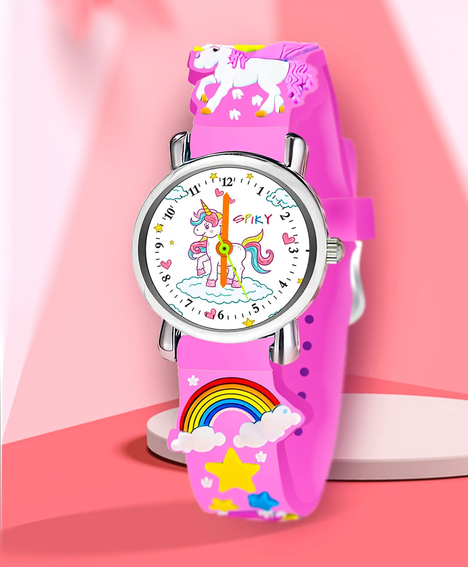 Spiky Round Unicorn Strap Analog Watch - Red