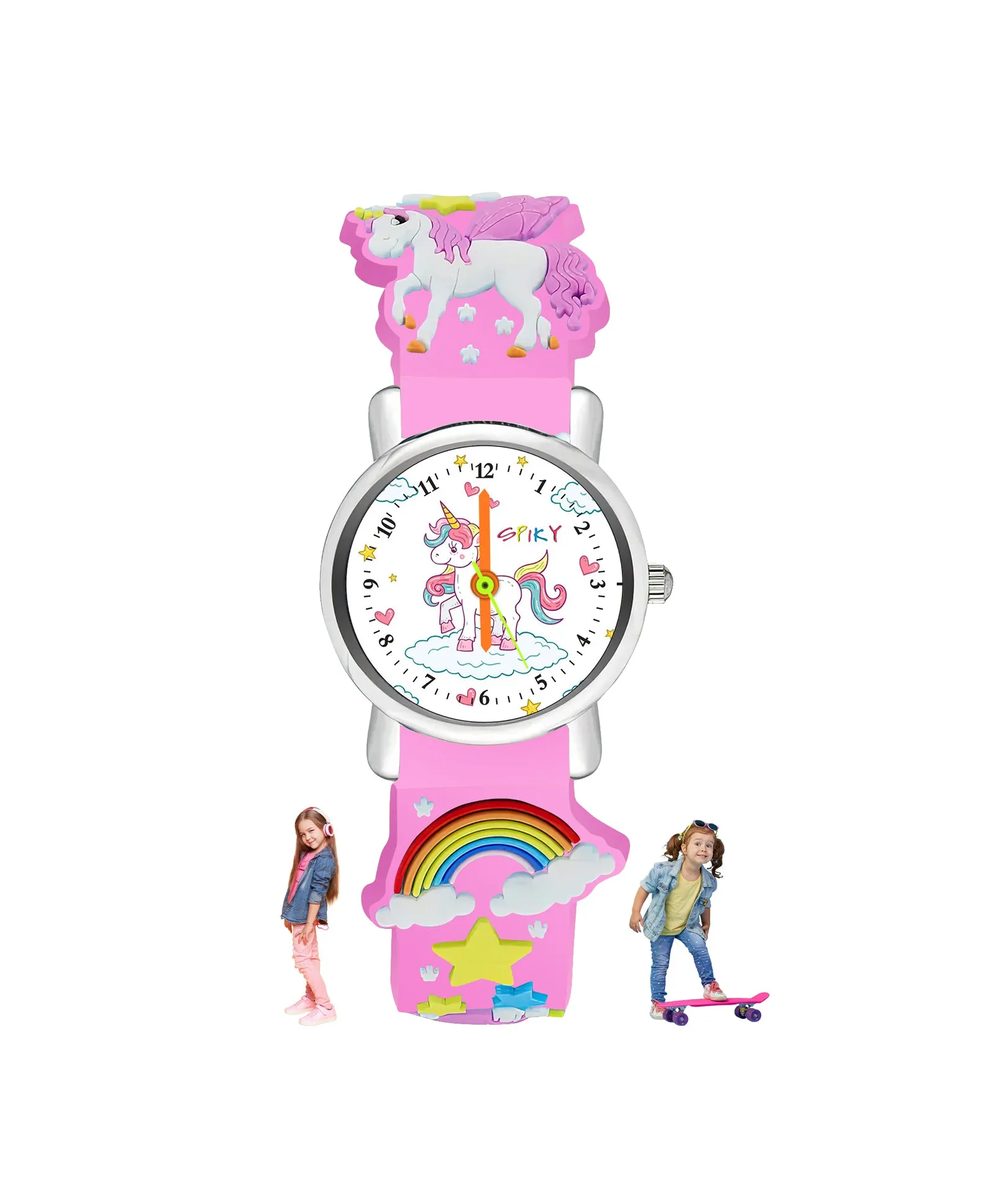 Spiky Round Unicorn Strap Analog Watch - Red