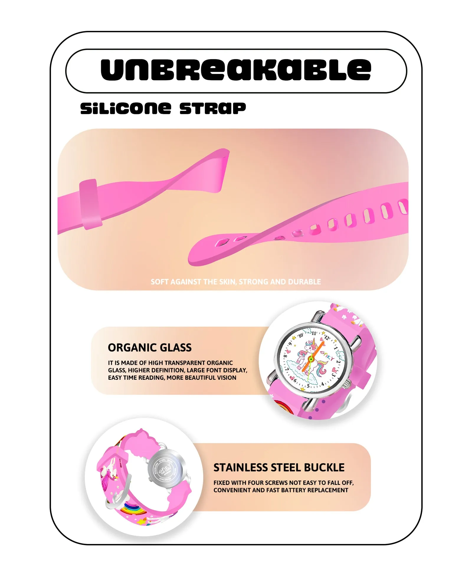 Spiky Round Unicorn Strap Analog Watch - Red