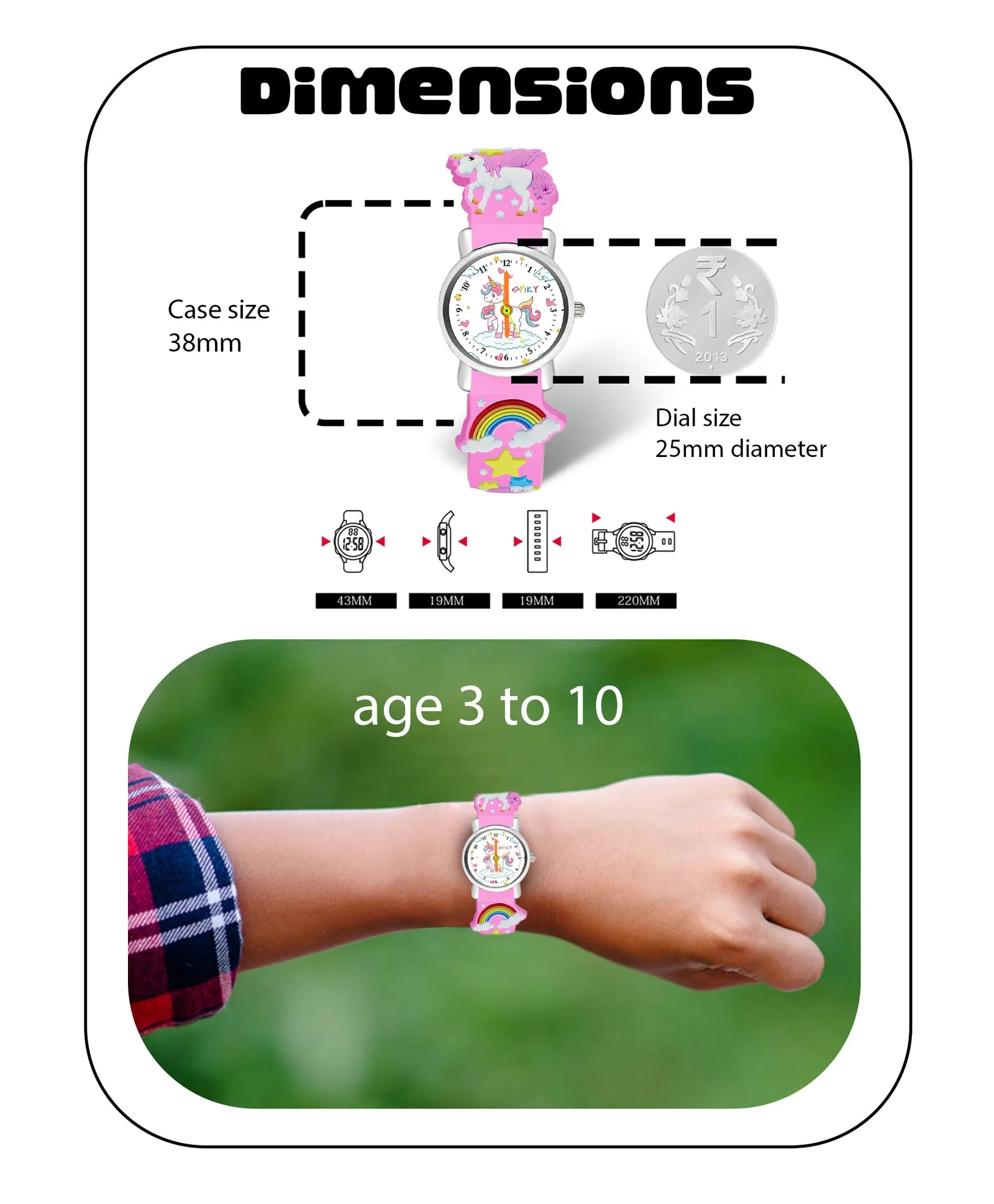 Spiky Round Unicorn Strap Analog Watch - Red