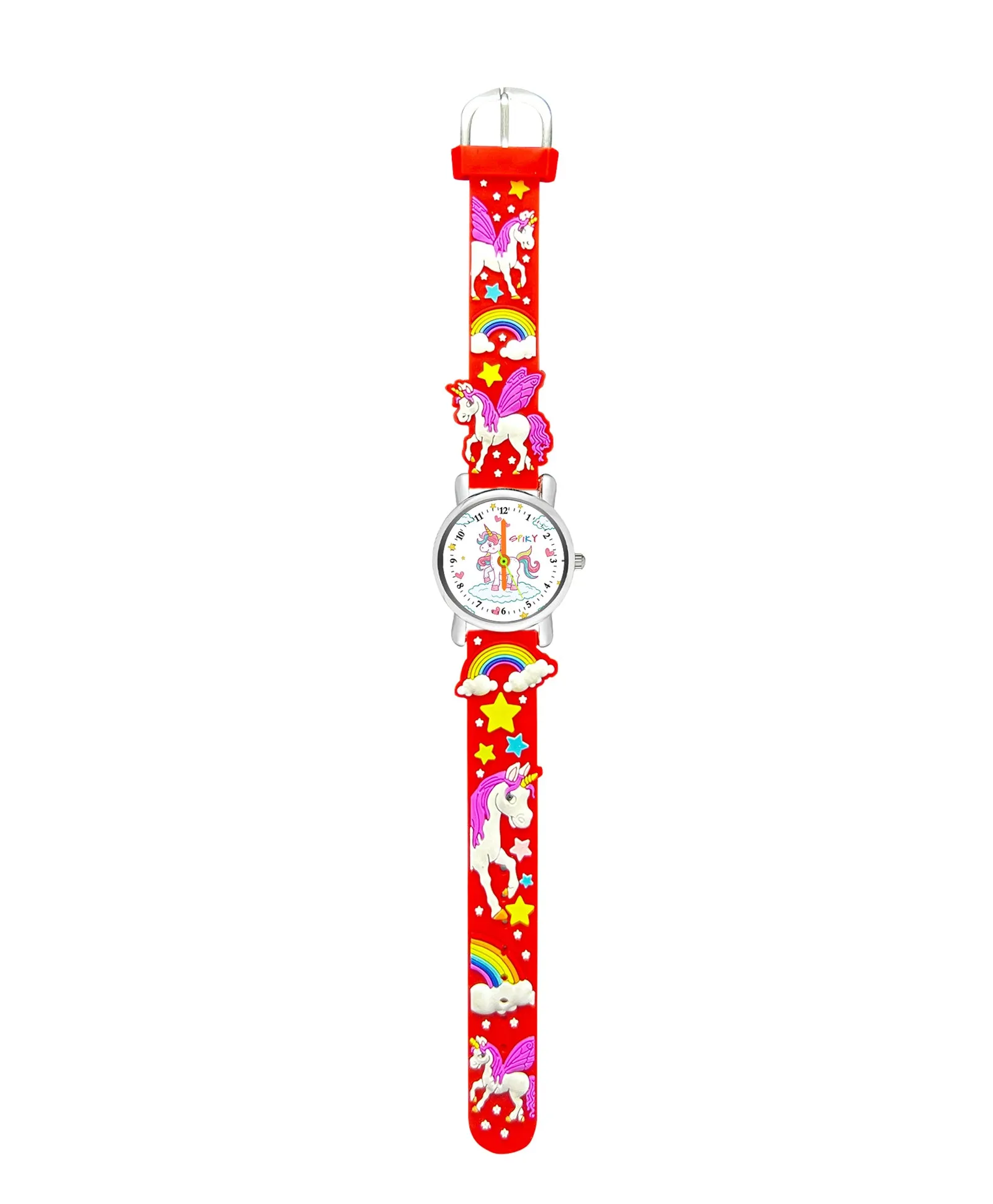 Spiky Round Unicorn Strap Analog Watch - Red