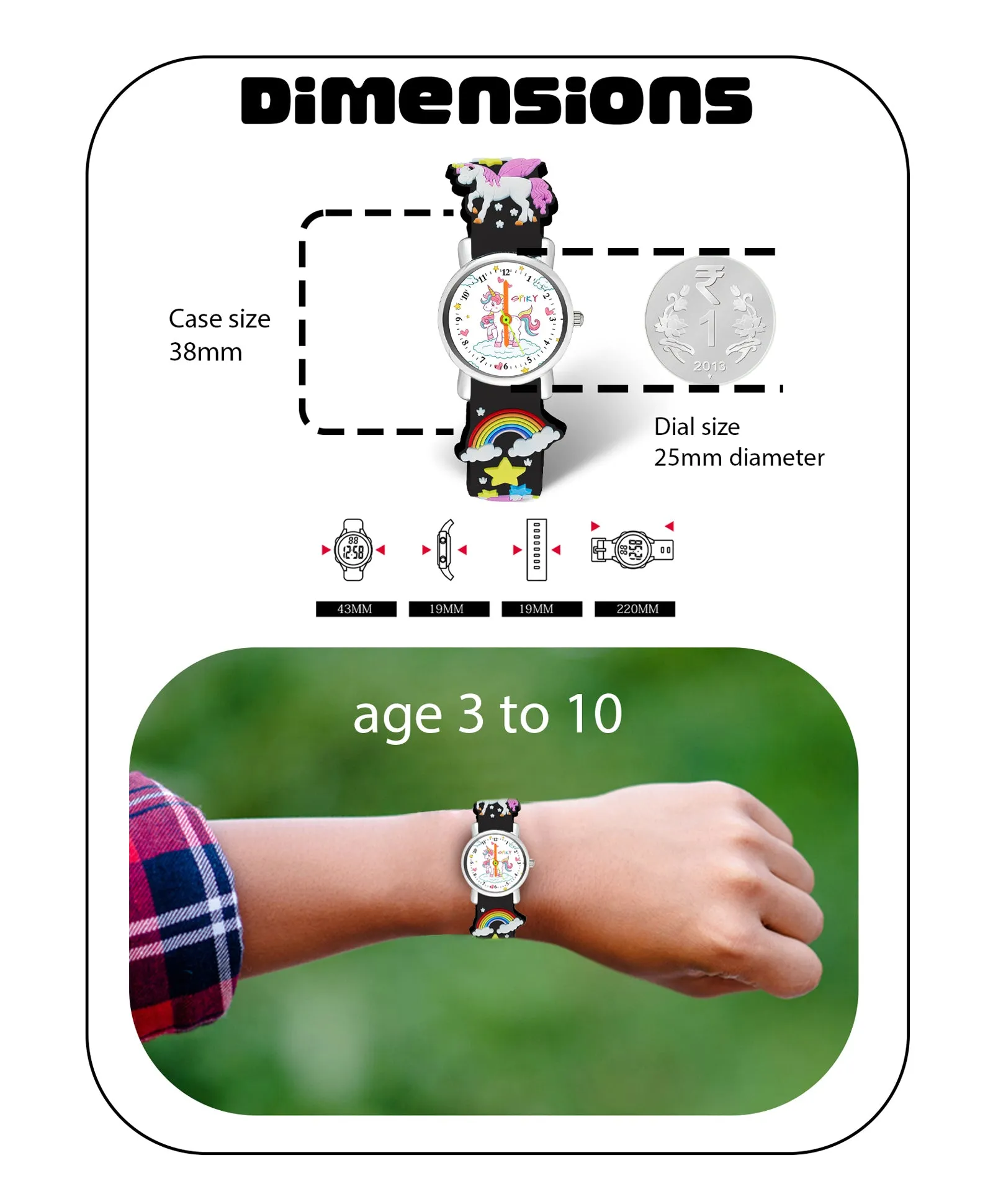 Spiky Round Unicorn Strap Analog Watch - Red