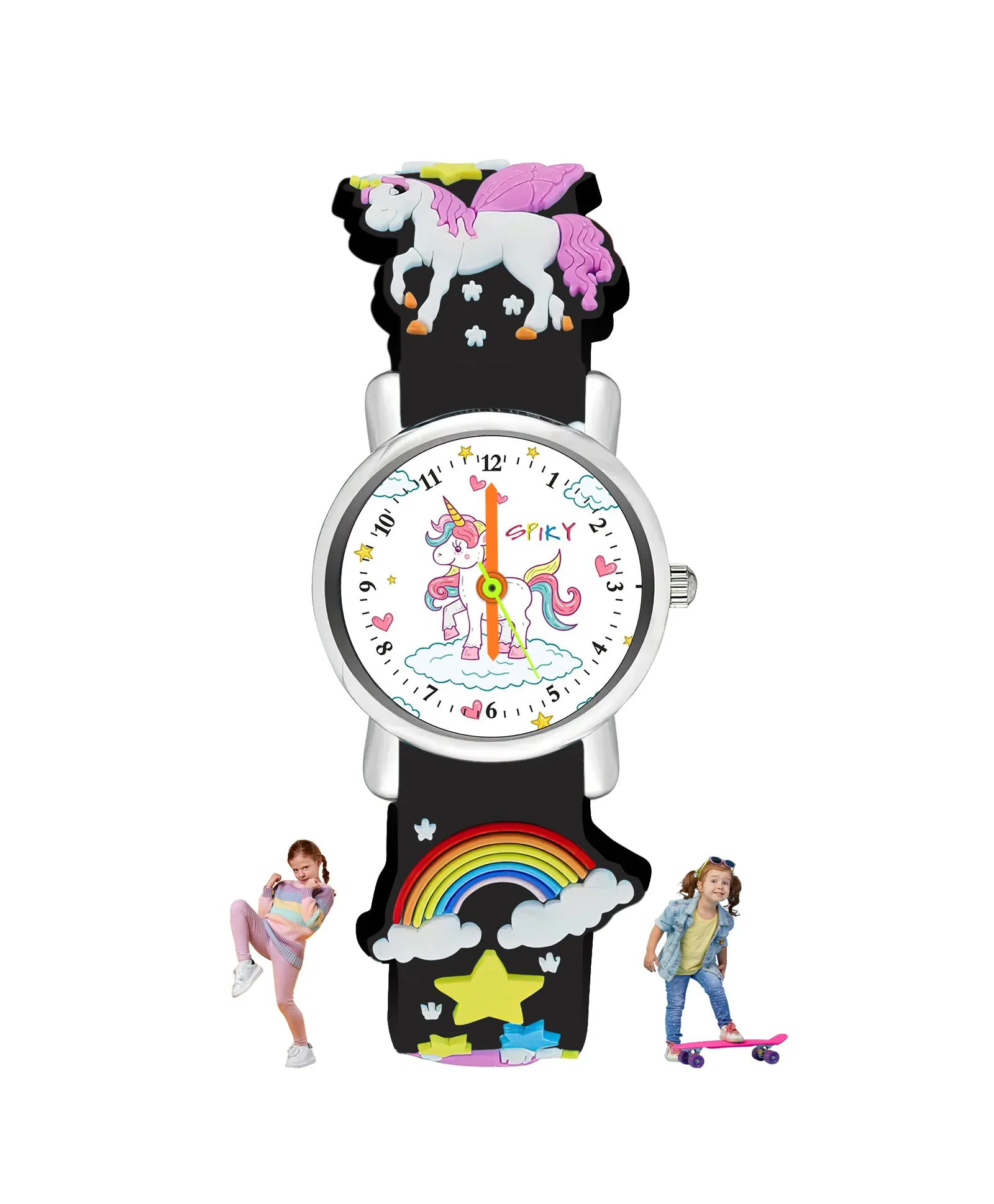 Spiky Round Unicorn Strap Analog Watch - Red