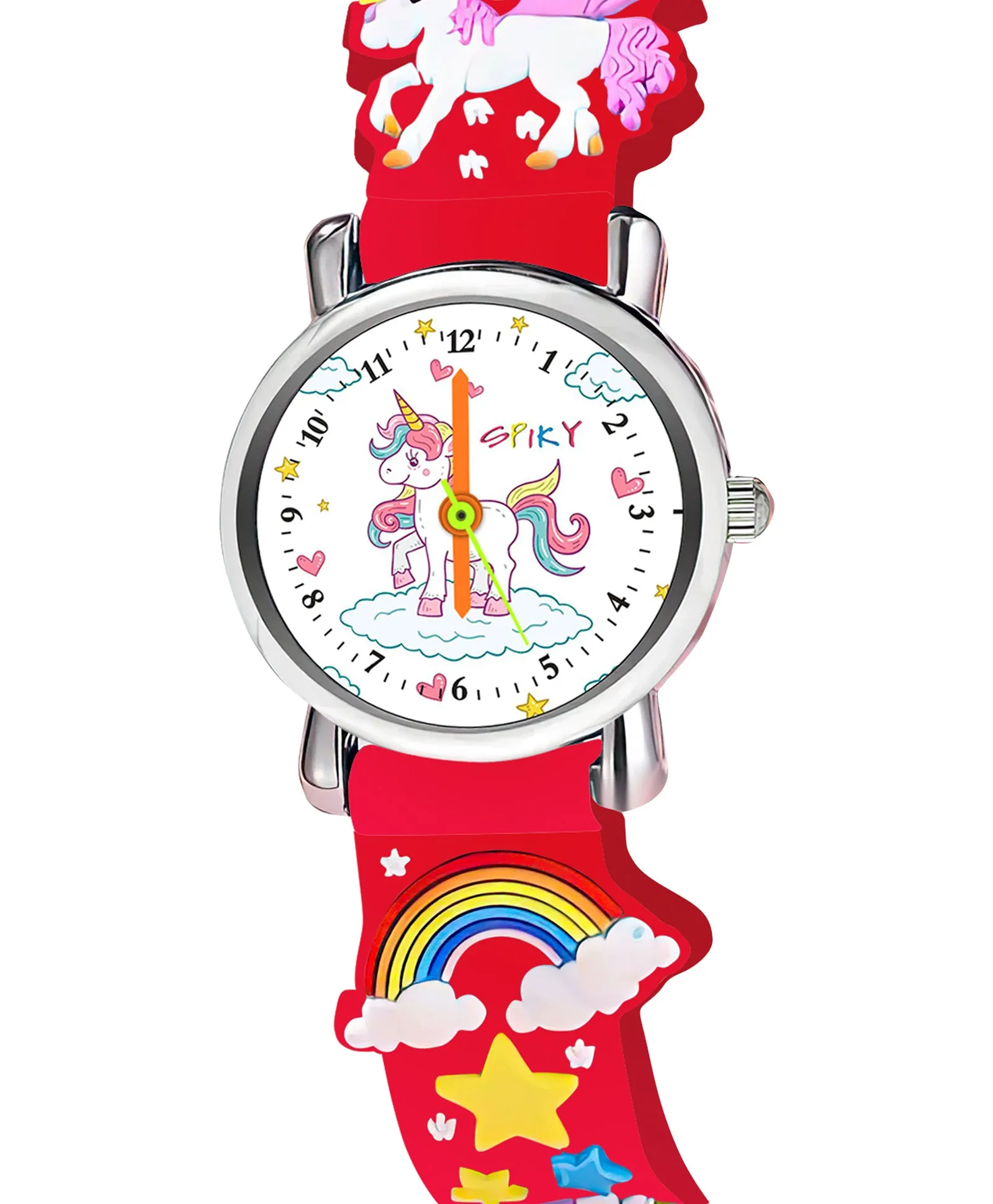 Spiky Round Unicorn Strap Analog Watch - Red