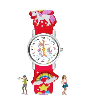 Spiky Round Unicorn Strap Analog Watch - Red