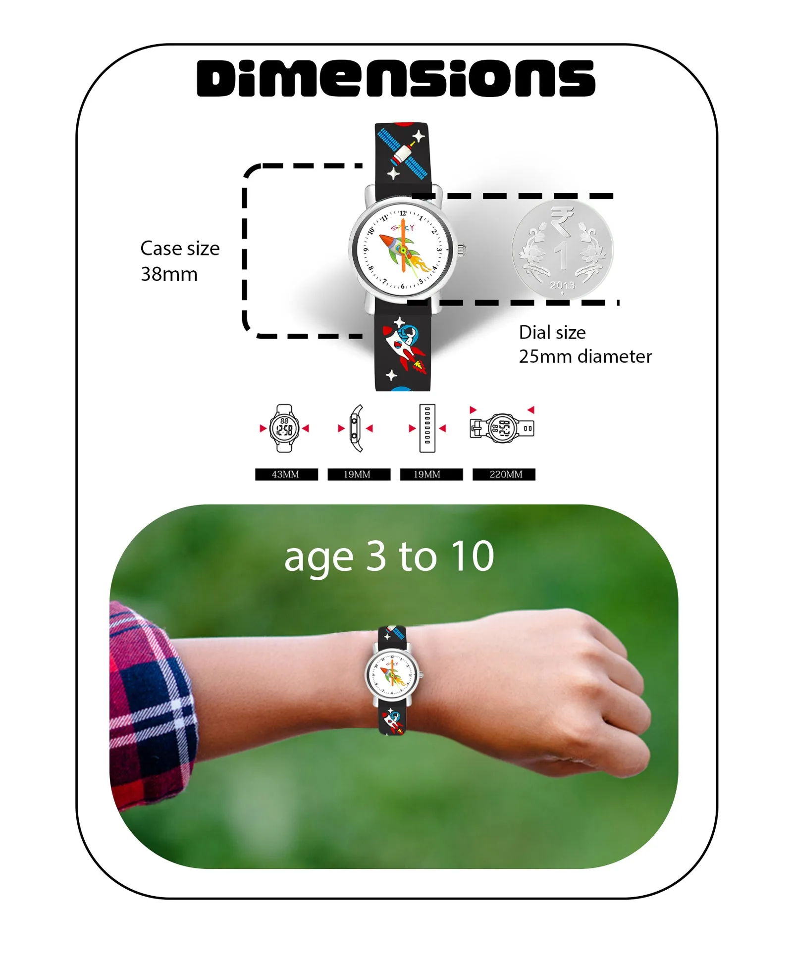 Spiky Round Unicorn Strap Analog Watch - White