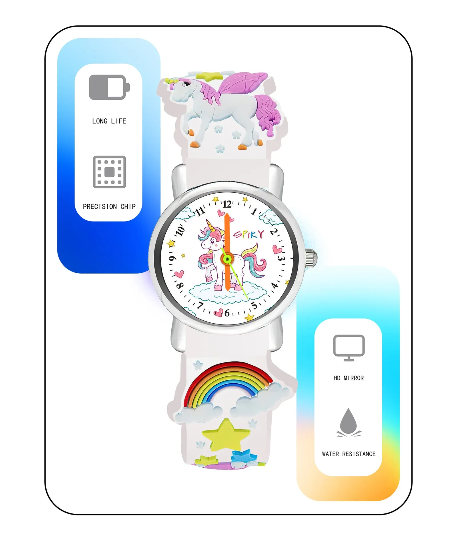 Spiky Round Unicorn Strap Analog Watch - White