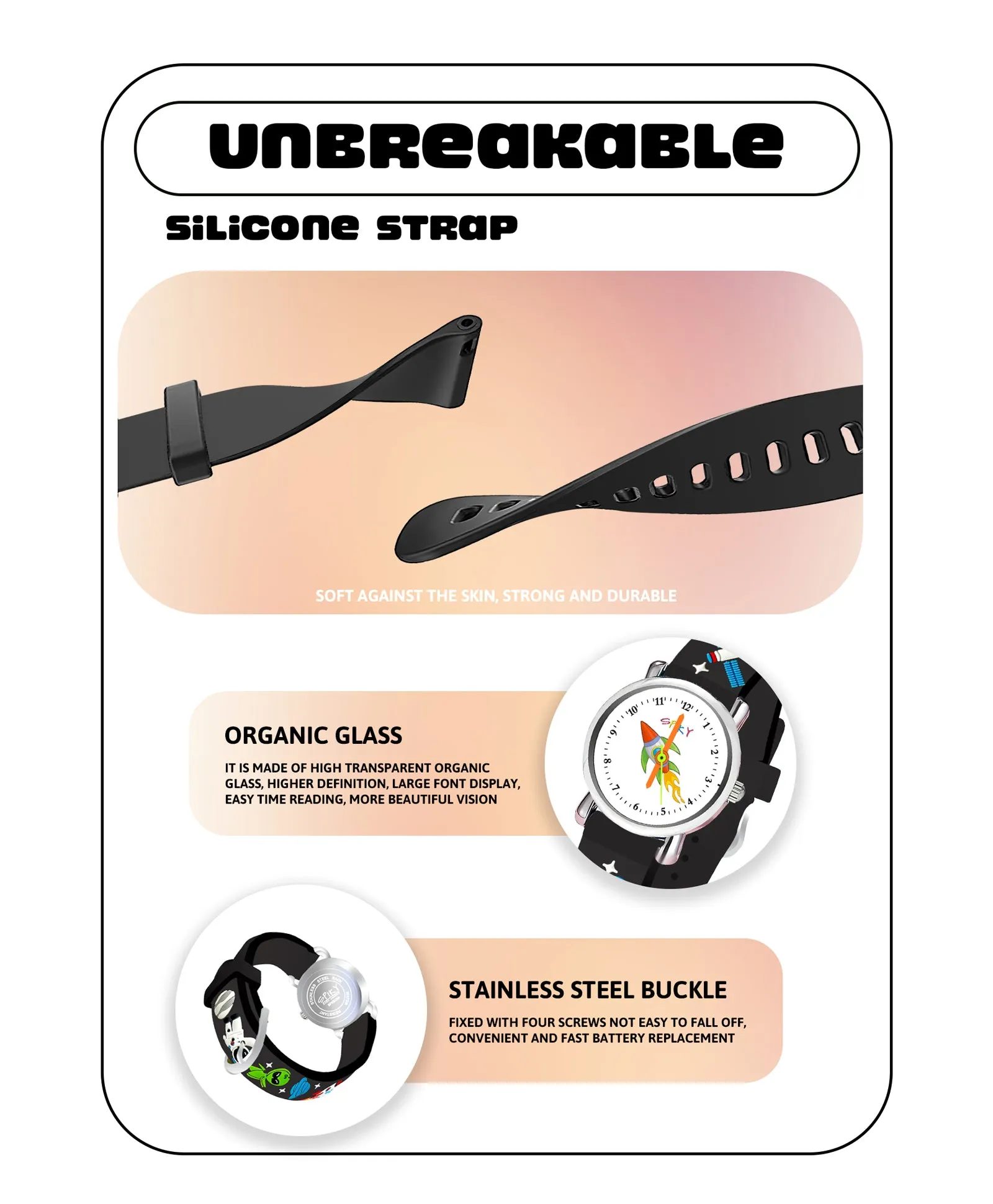 Spiky Round Unicorn Strap Analog Watch - White