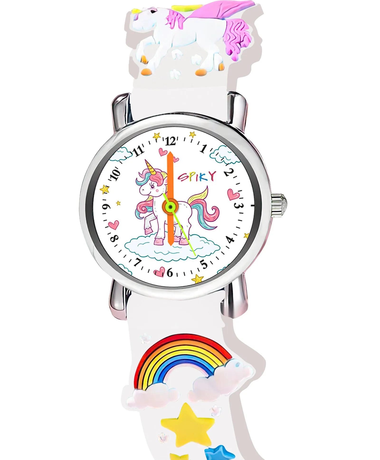Spiky Round Unicorn Strap Analog Watch - White