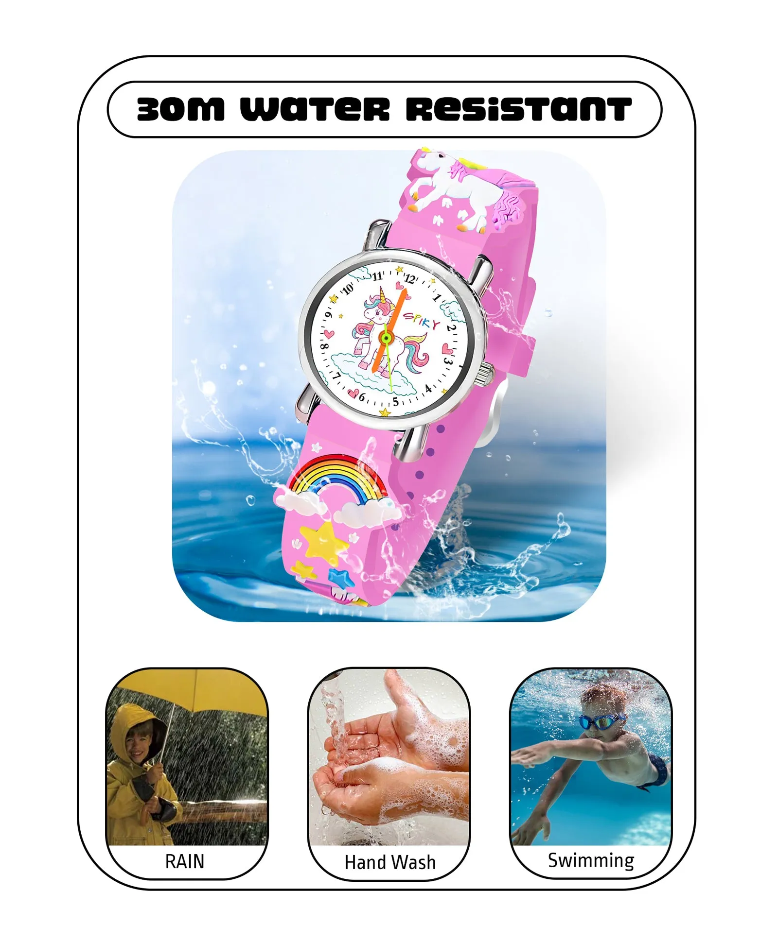 Spiky Round Unicorn Strap Analog Watch - White