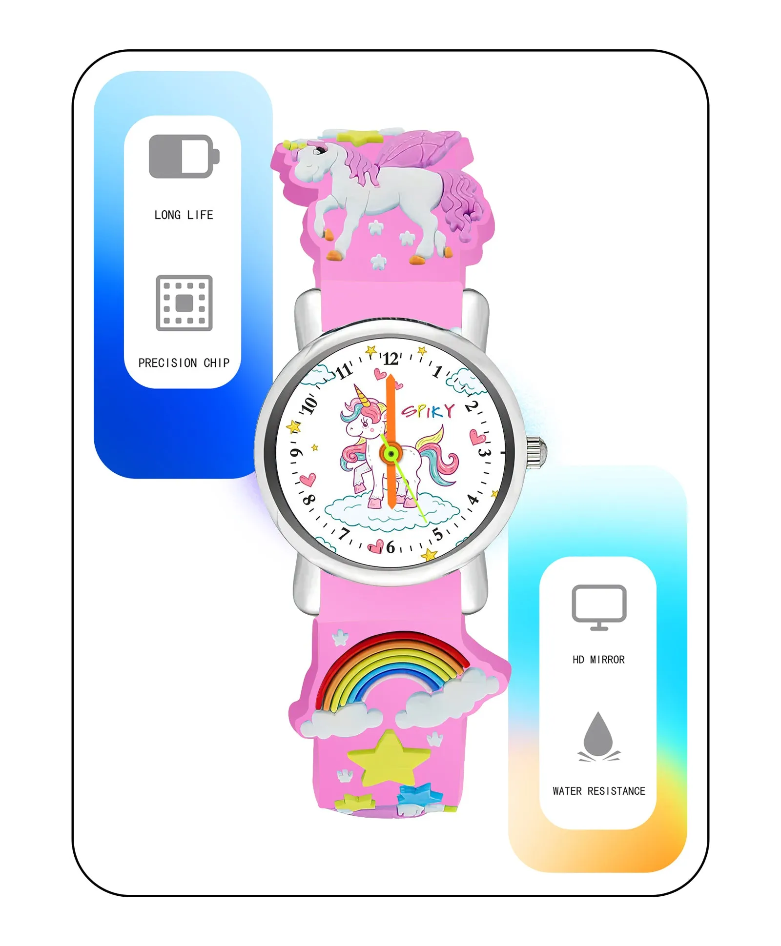 Spiky Round Unicorn Strap Analog Watch - White