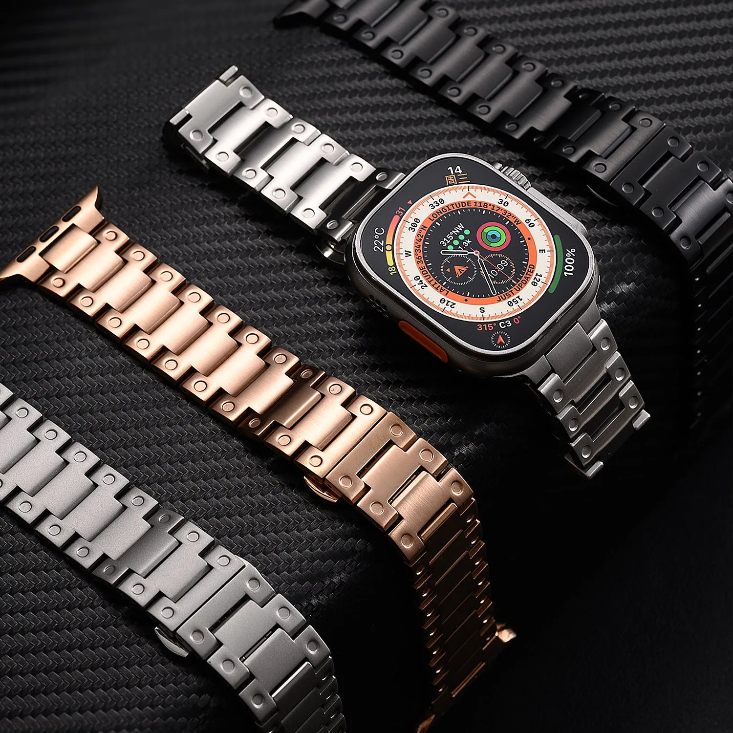 Stainless Steel Metal Chain Watch Band Compatible with Apple Watch Strap