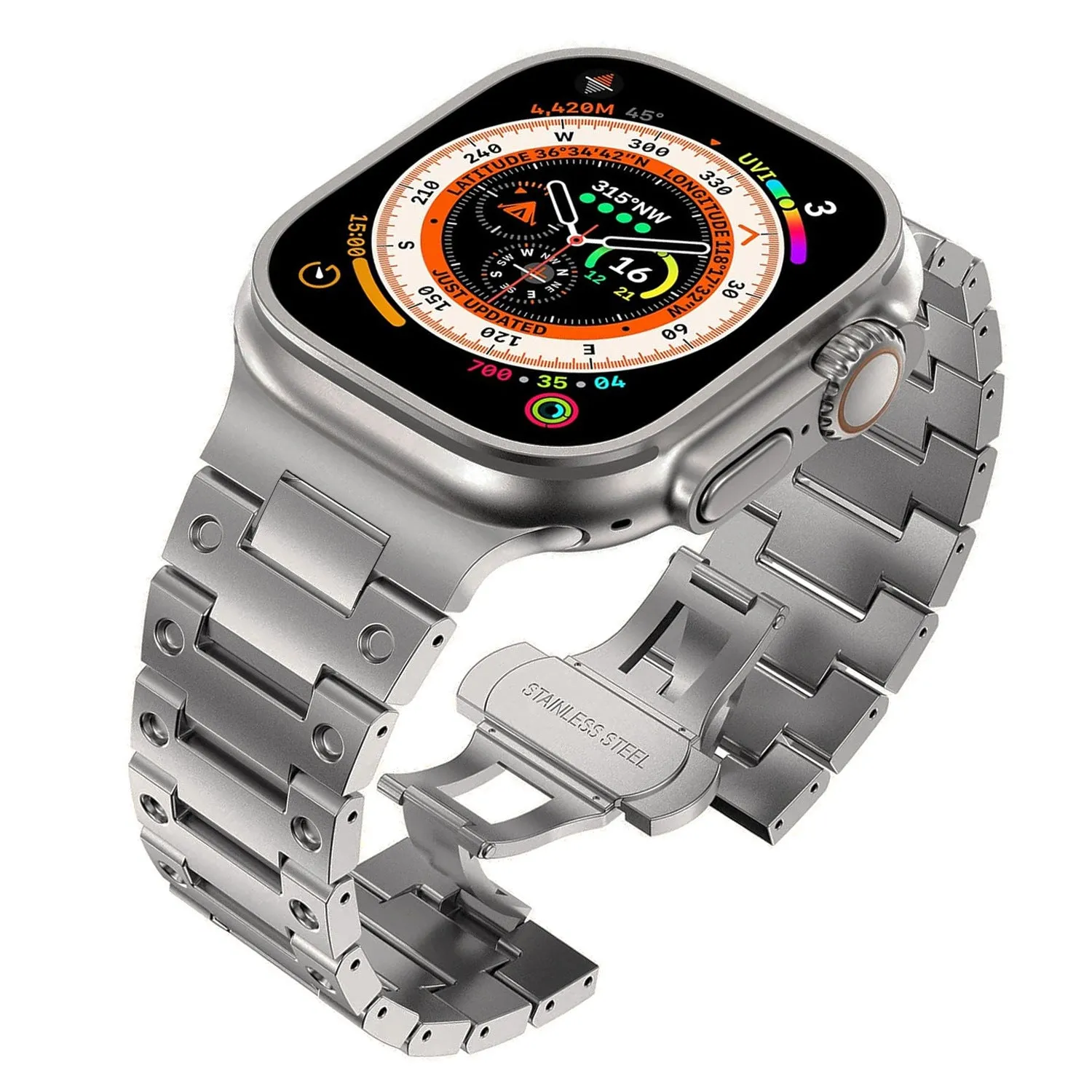 Stainless Steel Metal Chain Watch Band Compatible with Apple Watch Strap
