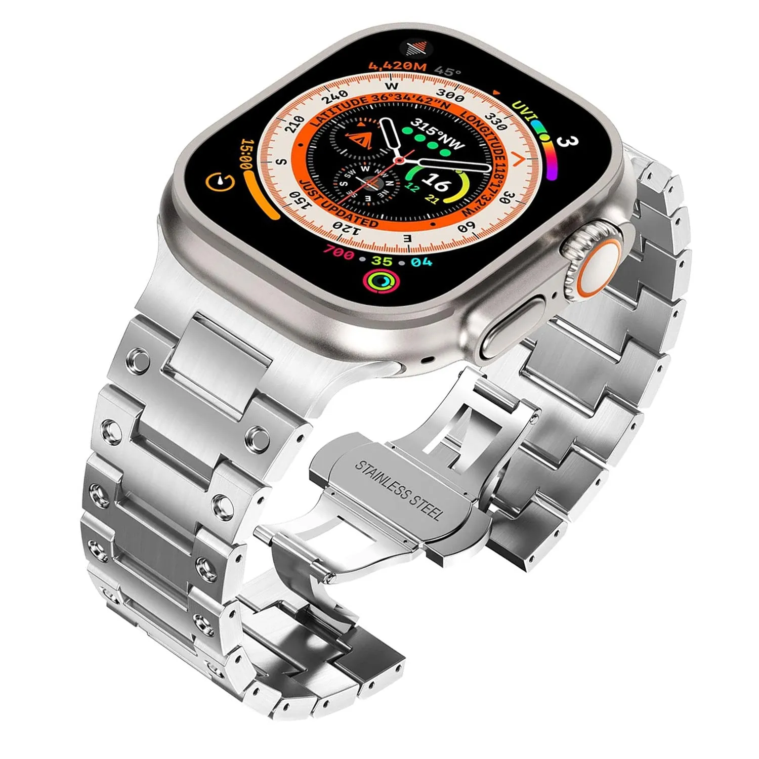 Stainless Steel Metal Chain Watch Band Compatible with Apple Watch Strap