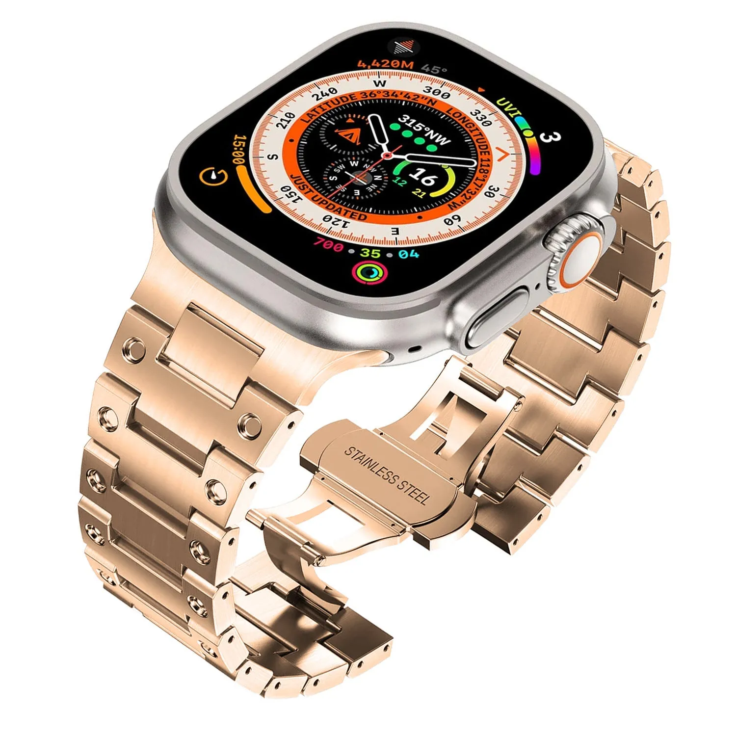 Stainless Steel Metal Chain Watch Band Compatible with Apple Watch Strap