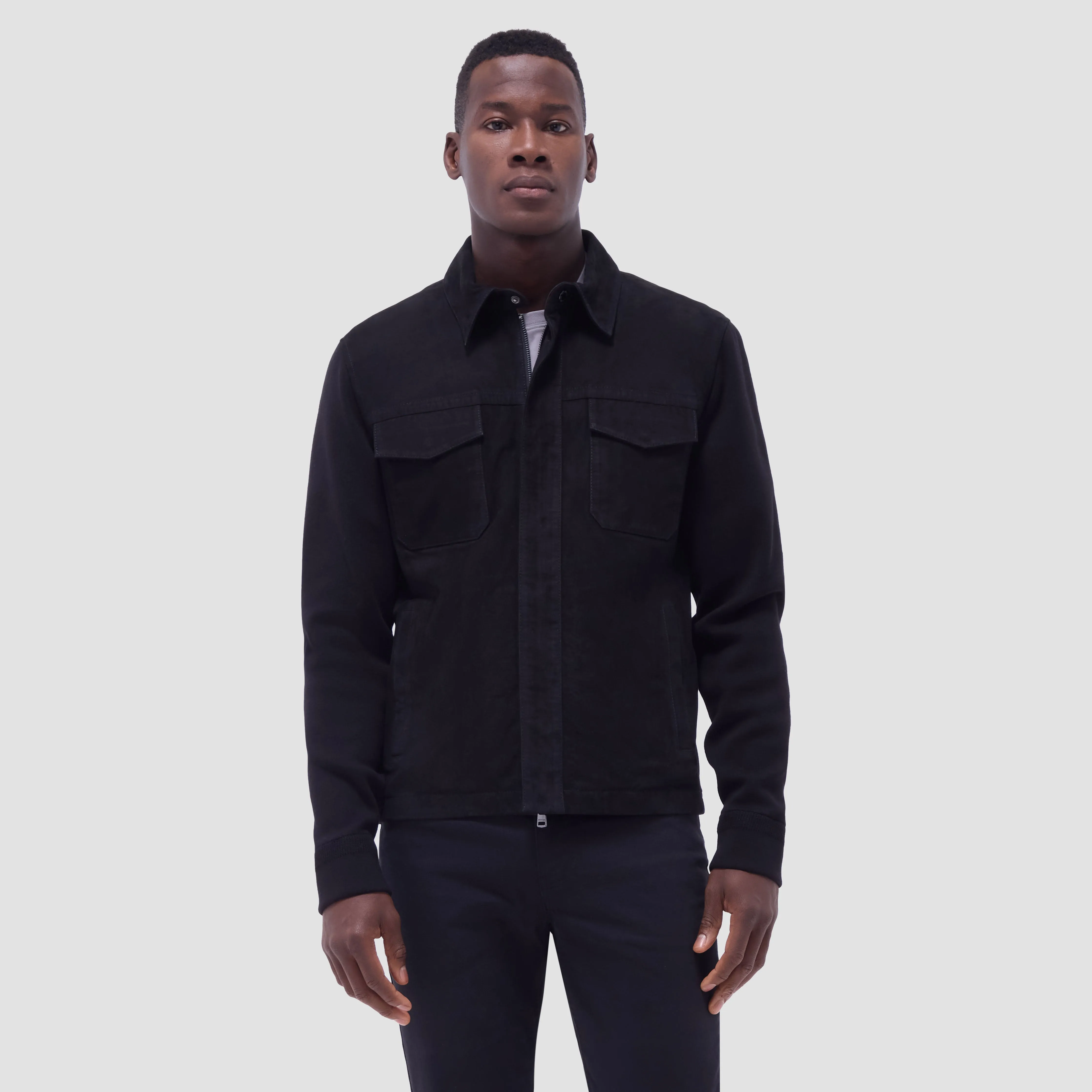 Suede Hybrid Bomber Jacket