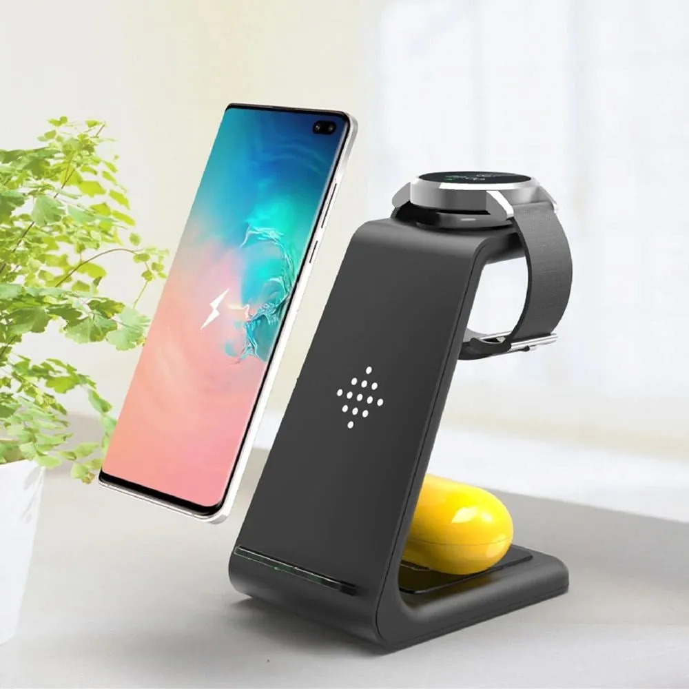 Tech-Protect A7 3-in-1 Trådløs Oplader Til Android m. Lys 18W - Sort