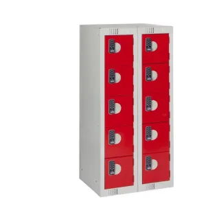 Ten Door Personal Effects Locker Red Electronic Four-Digit Lock - HR540