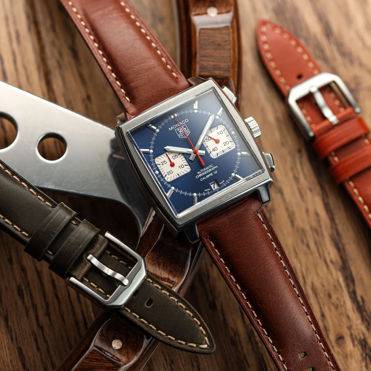 Tenby Classic Padded Genuine Leather Watch Strap  - Green