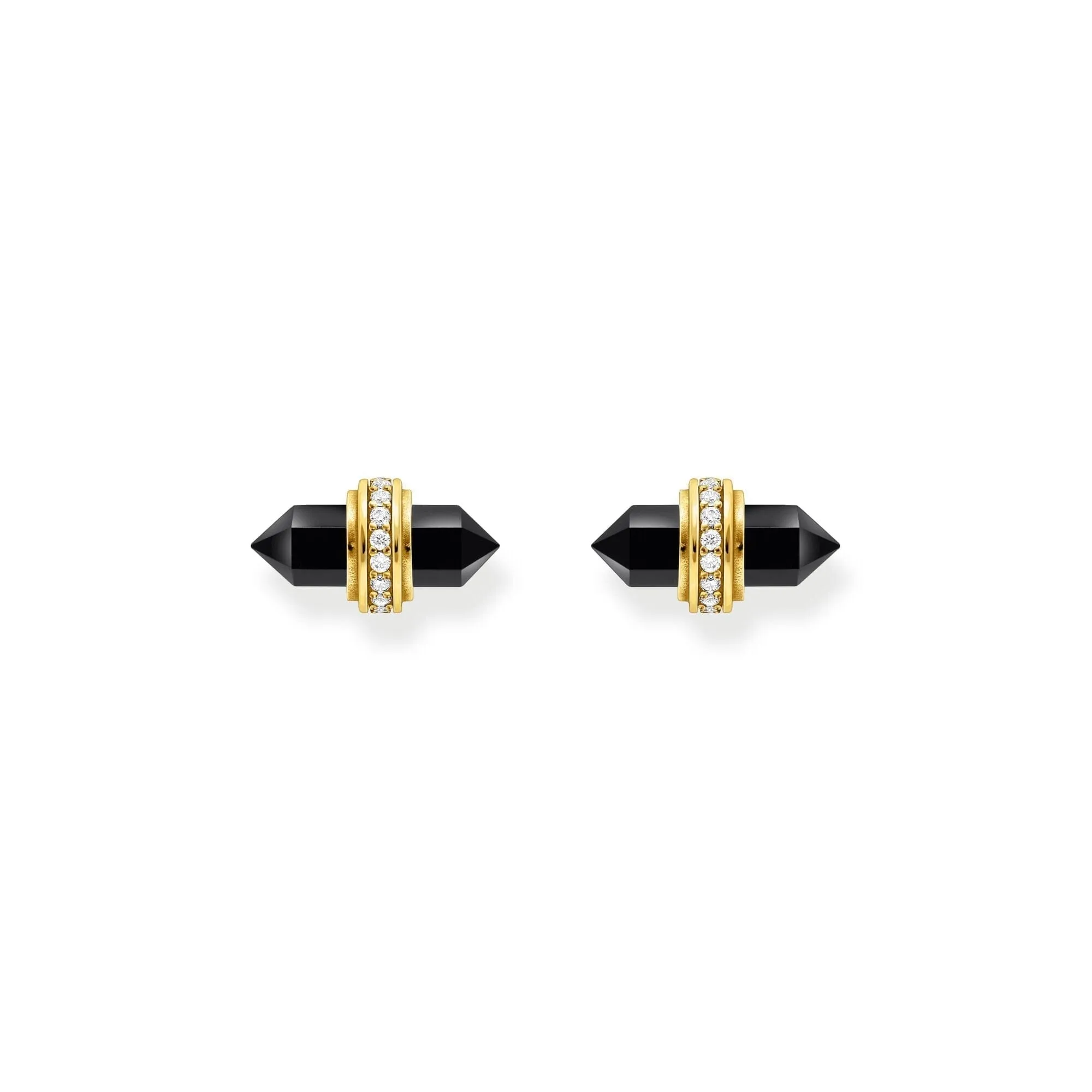 THOMAS SABO Crystal Ear Studs with Onyx Gold