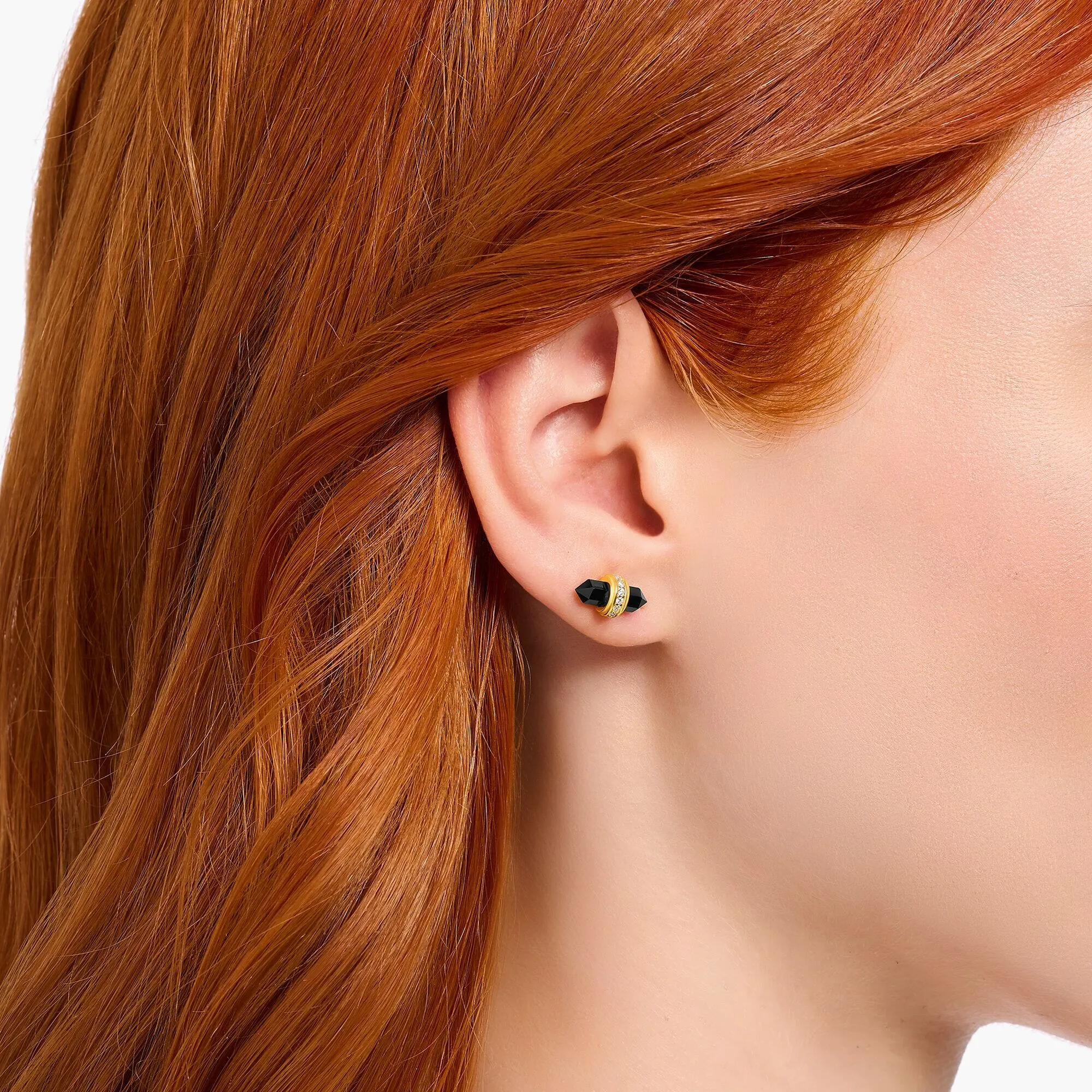 THOMAS SABO Crystal Ear Studs with Onyx Gold