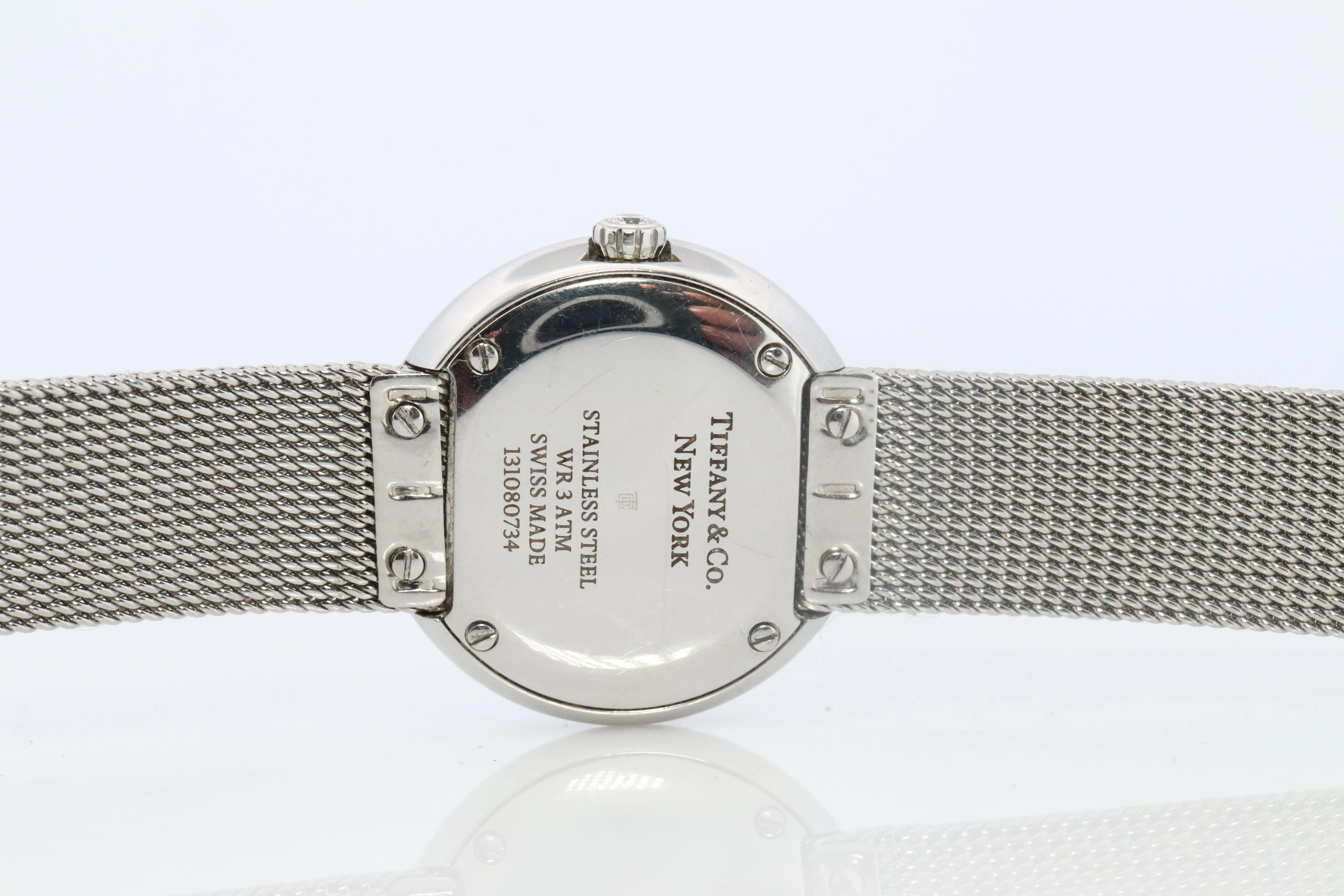 Tiffany and Co Diamond Watch. Tiffany Atlas Diamond Bezel 24mm Ladies Watch.