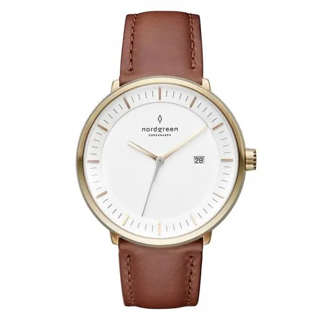 Unisex Philosopher Leather Gold 36mm Watch PH36GOLEBRXX