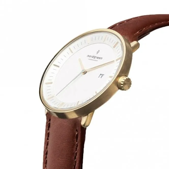 Unisex Philosopher Leather Gold 36mm Watch PH36GOLEBRXX