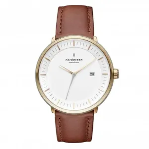 Unisex Philosopher Leather Gold 36mm Watch PH36GOLEBRXX